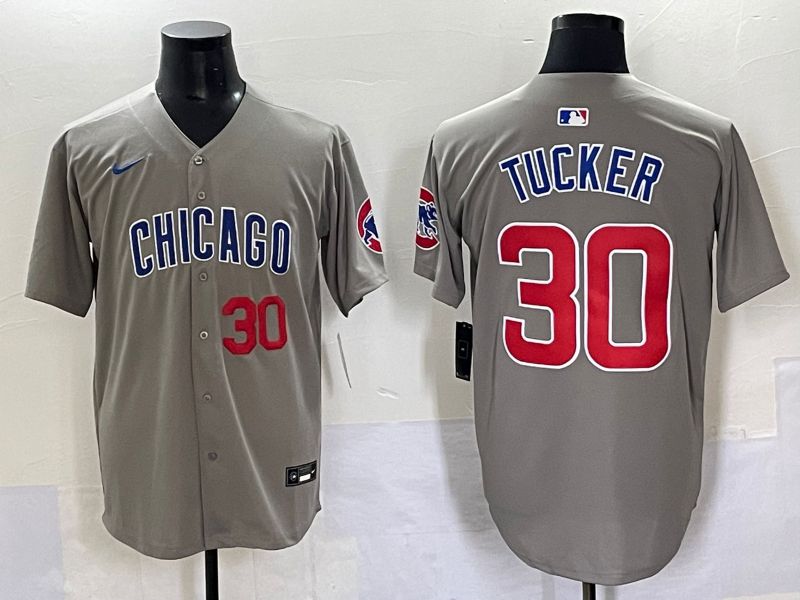 Men 2025 Chicago Cubs #30 Tucker Grey Game Nike MLB Jersey style 7033